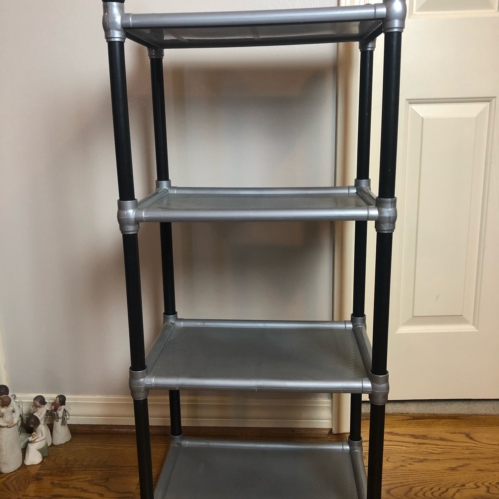 Grey and Black Plastic Shelves